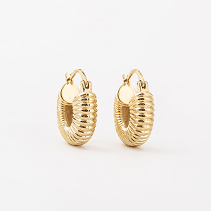 Gold Ribbed Hoop Earrings - earrings for women