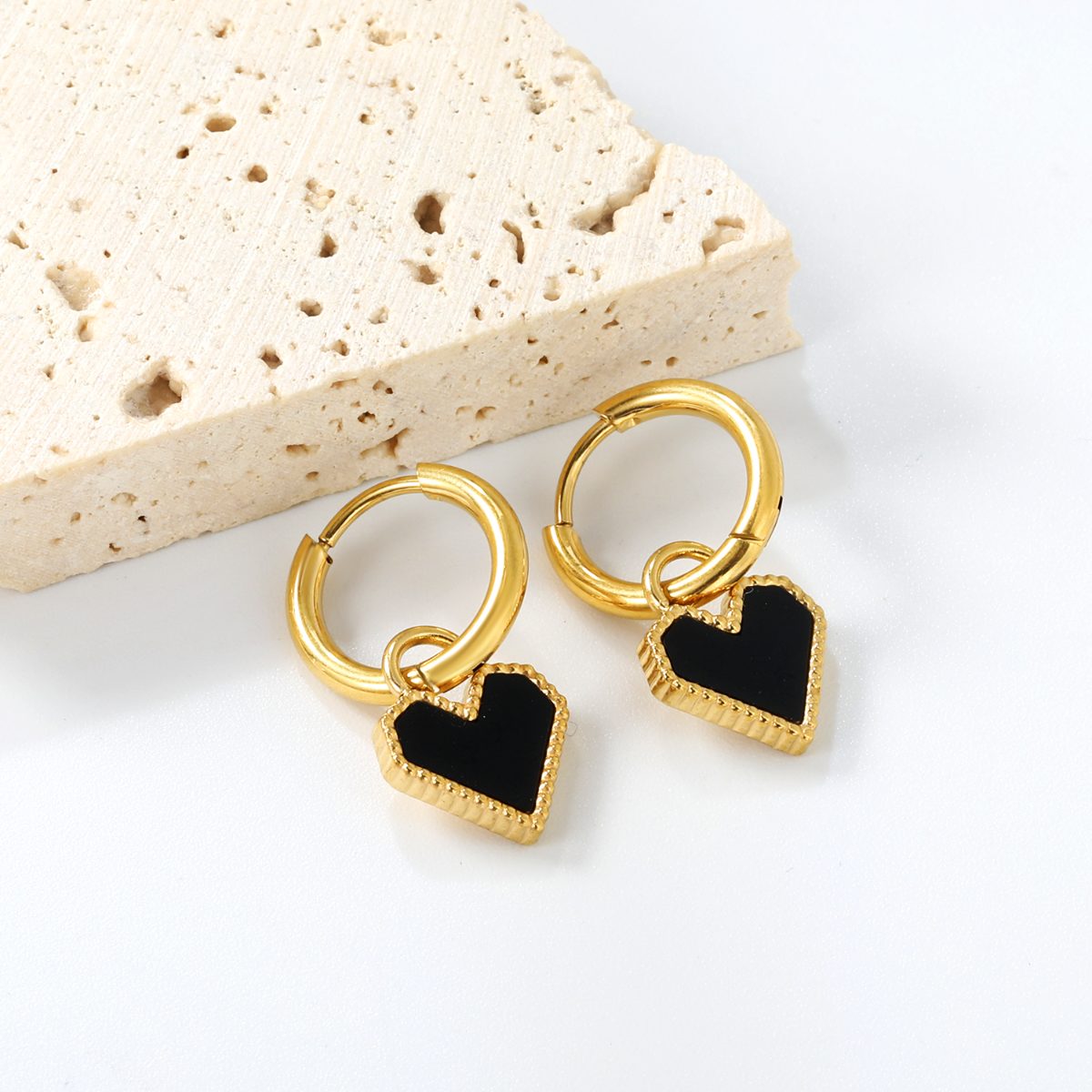 Black Heart Hoops - earrings for women